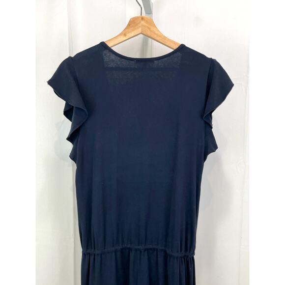 SUNDRY Size 2 M Flutter Sleeve Jumpsuit Surplice V-Neck Jogger Hem Navy Blue - Picture 6 of 9